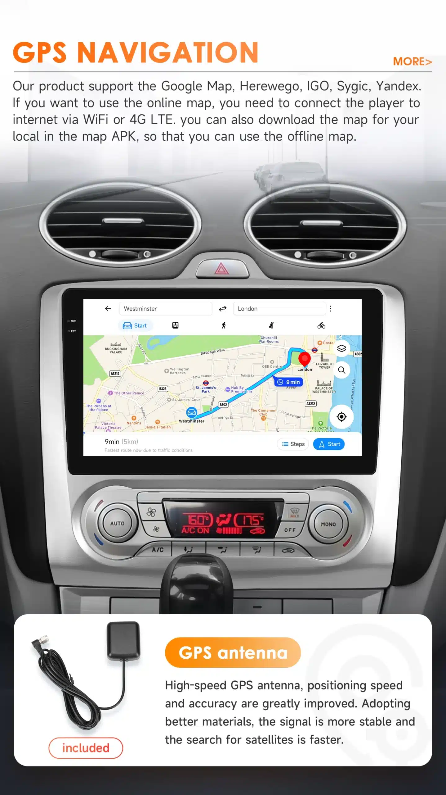 Android autoraadio GPS navigatsioon Ford Focus 2004-2011 | kujundav pilt e-kaubamaja pildikogust