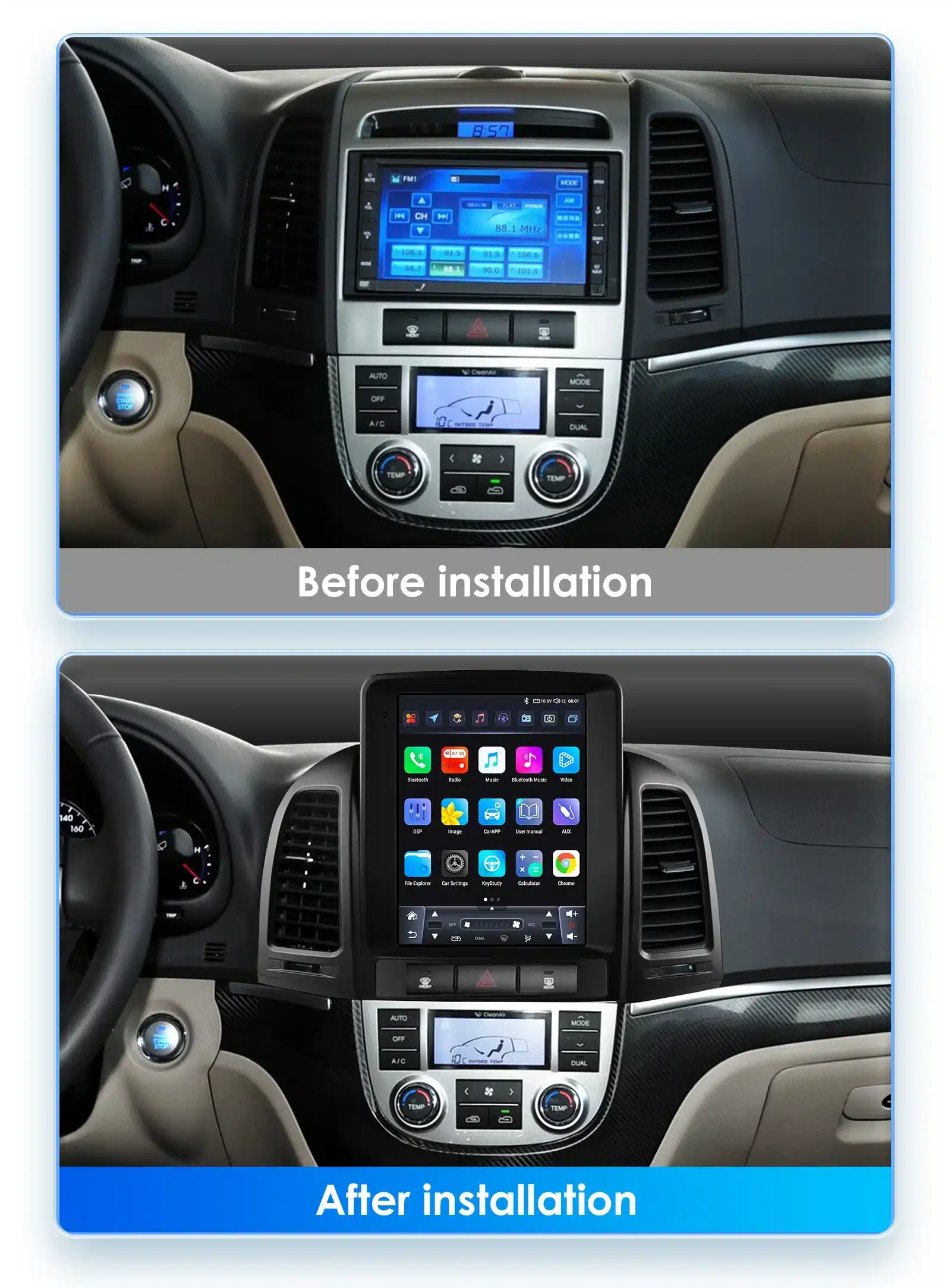Android autoraadio CarPlay Hyundai Santa Fe II (2006-2012) | kujundav pilt e-kaubamaja pildikogust