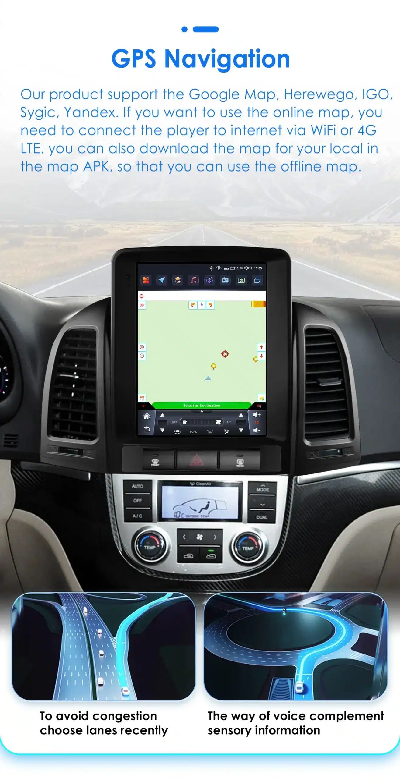 Android autoraadio CarPlay Hyundai Santa Fe II (2006-2012) | kujundav pilt e-kaubamaja pildikogust