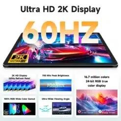 Ekraan, mis kuvab Ultra HD 2K resolutsiooni 60Hz sagedusel, 700 nitti heledust ja 100% RGB värvigamma näitajaid. Nähtav aktsiendiagramm sisaldab 178 kraadi vaatenurka ning võrreldavat tavapärase ja tõelise värviekraani erinevust. Sobib Android Auto CarPlay autoraadiole Alfa Romeo Giulietta-le.