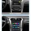 Pilt Ford Fusion / Mondeo 2013-2019 armatuurlauast enne ja pärast Autoraadio CarPlay Android paigaldust, mis näitab uuendatud infotainment ekraani ja kaasaegset kasutajaliidest.