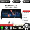 Android auto multimeedia CarPlay GPS BMW X3/X4 | E-pood Tootemaailm Android auto multimeedia CarPlay GPS seade paigaldatud BMW X3/X4 armatuurlauale, näidates suure eraldusvõimega QLED ekraani, kus kuvatakse mitmeid funktsioone nagu navigatsioon ja muusika juhtimine.