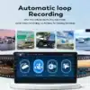 Autoraadio CarPlay Android Ford Fusion / Mondeo 2013-2019 ekraanil kuvatakse automaatse salvestuse võimalus, ekraanile on paigutatud kaameravaated ja juhtpaneeli ikoonid sinisel taustal.