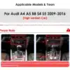 Autoraadio multimeedia Android Navi GPS Audi A4/A5/S4/S5 paigaldusjuhis kõrgele versioonile ja madalale versioonile, illustreerides keskseadme ja konsooli erinevusi.