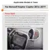 Multimeedia autoraadio CarPlay GPS Renault Captur 2016-2019 | E-pood Tootemaailm Renault Captur 2016-2019 multimeedia autoraadio detailid autosalongis. Musta värvi esipaneel koos särava GPS ekraani ja juhtnuppudega.