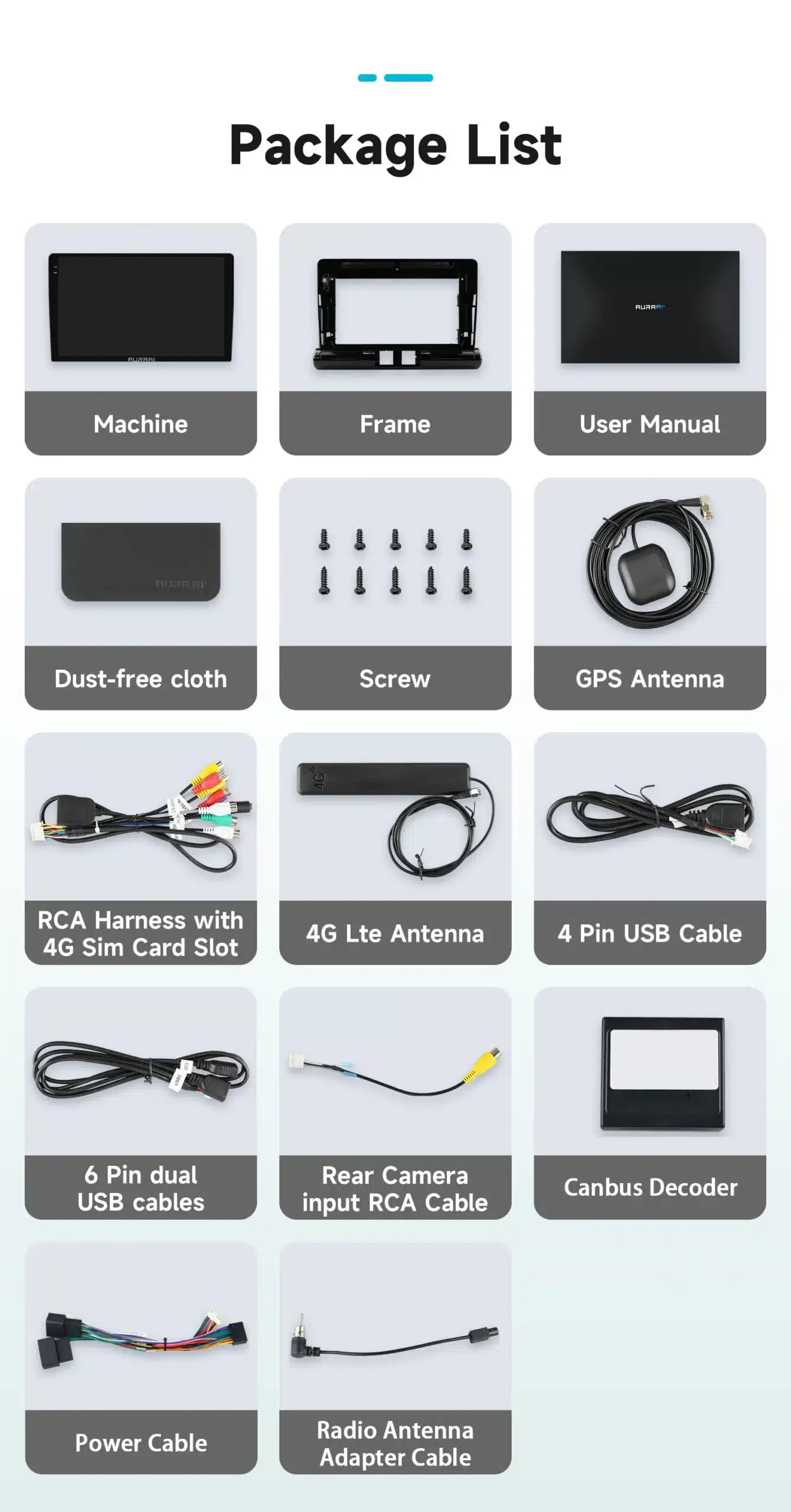 Mitmekülgne komplekt, mis sisaldab multimeedia automake Citroen C3/C4-le. Komplekti kuulub must raam, kasutusjuhend, tolmuvaba riie, kruvid, GPS antenn, RCA juhtmestik 4G SIM-kaardi pesaga, 4G LTE antenn, 4-pin USB kaabel, 6-pin USB kaablid, tagakaamera RCA sisendkaabel, Canbus dekooder, toitekaabel ja raadio antenni adapterkaabel.