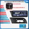 Autoraadiod multimeedia Android Navi GPS Audi A4/A5/S4/S5. Pildil on must ekraan koos menüünuppudega, hall taust ja lisavarustus.
