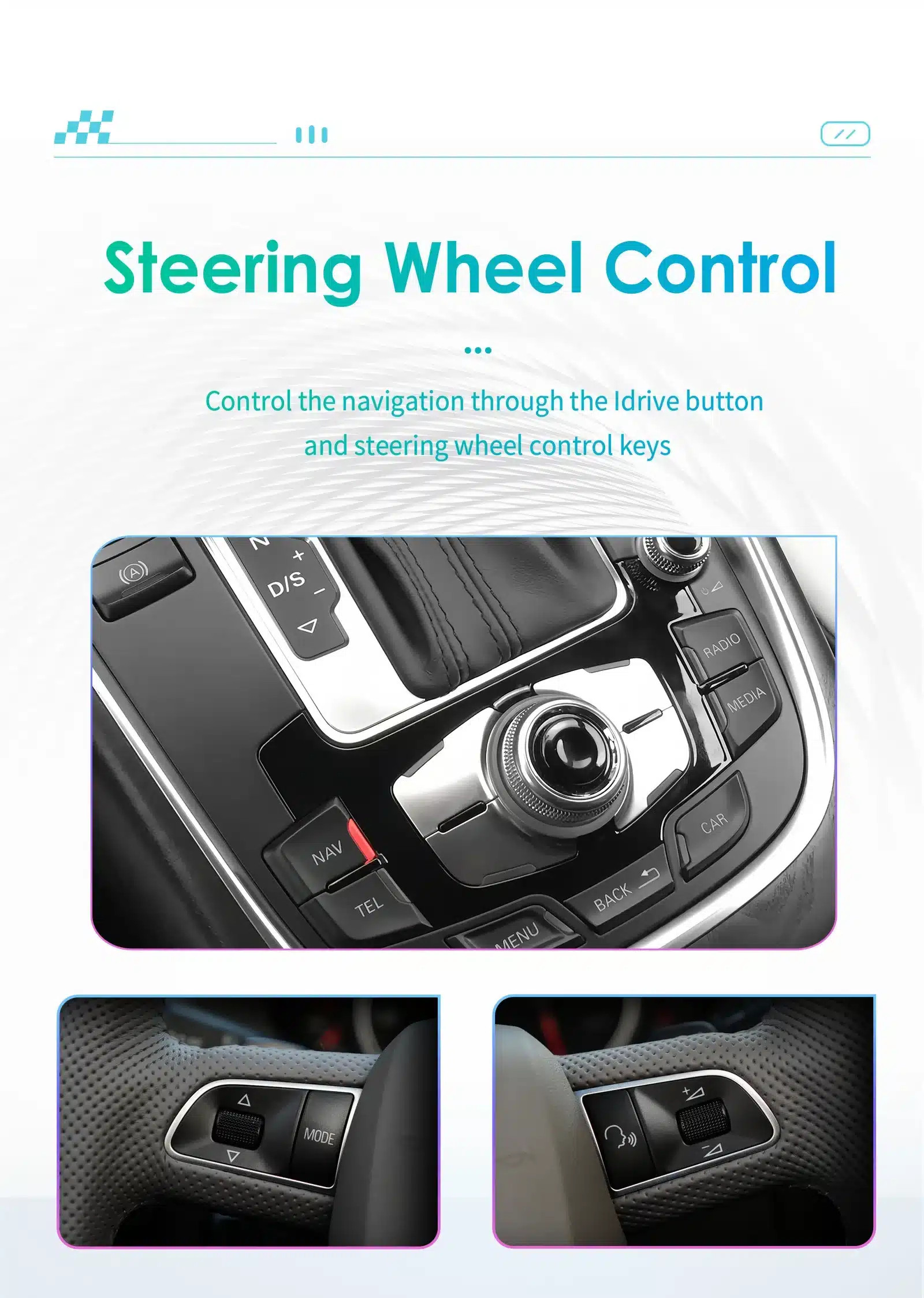 Juhtmevaba CarPlay auto raadio Audi A4-le, GPS ja 4G | kujundav pilt e-kaubamaja pildikogust