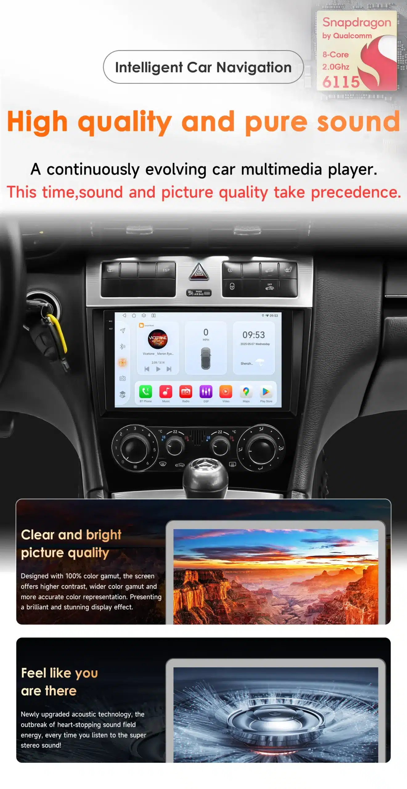 Autoraadio multimeedia süsteem Mercedes-Benz W203 W209, kuvatud kõrge kvaliteediga ekraanil, esipaneeli nupud ümbruses.