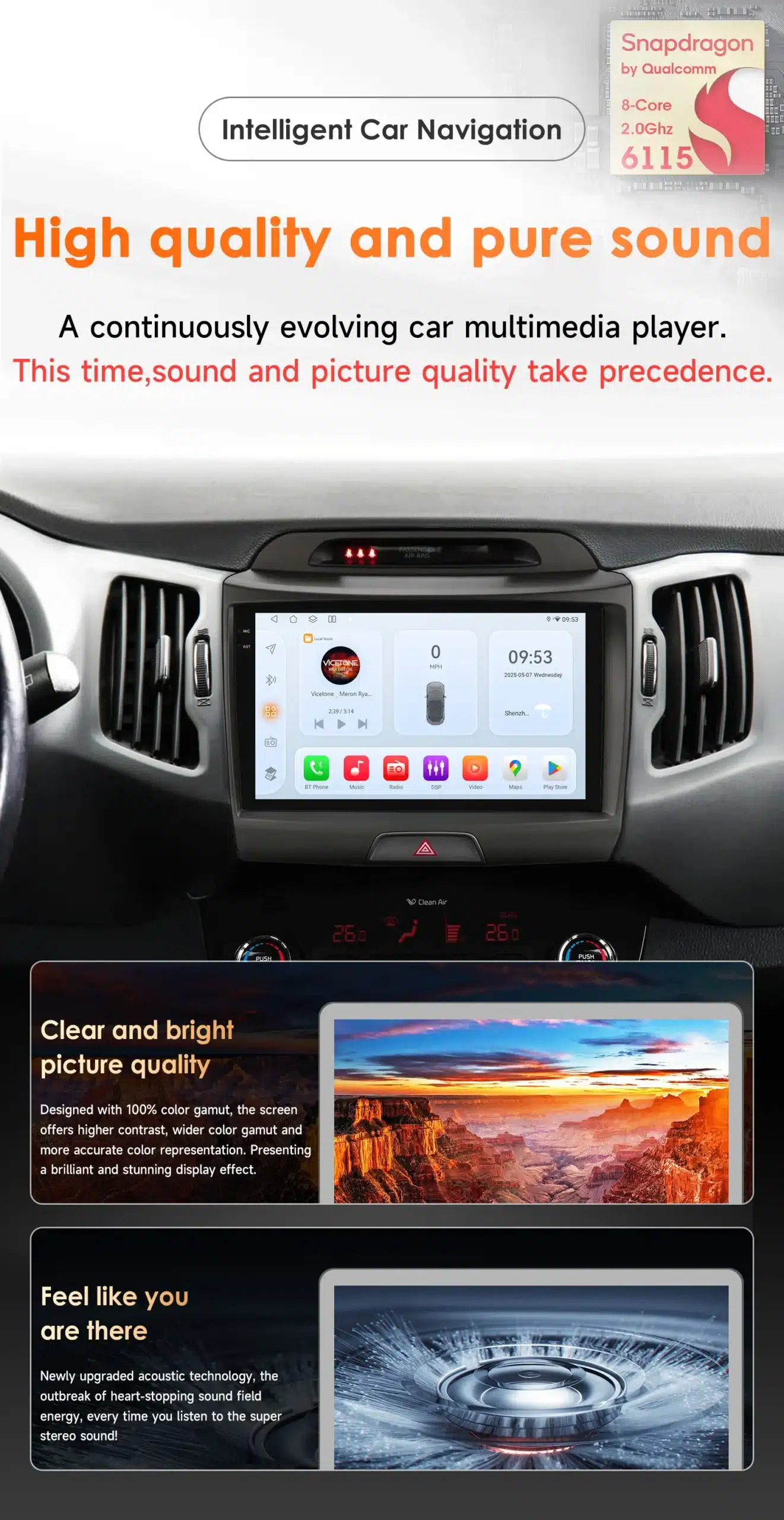 Android autoraadiod GPS ja WiFi KIA Sportage (2010-2016) 2DIN | kujundav pilt e-kaubamaja pildikogust