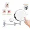 Seinale kinnitatav suurenduse ja LED-valgustusega meikimise peegel | E-pood Tootemaailm Seinale kinnitatav suurenduse ja LED-valgustusega meikimise peegel, millel on elegantne signaalvahenditest valmistatud disain. Peegel on varustatud 360-kraadise pöördefunktsiooni ja reguleeritava käega, luues täiusliku valguse ja vaatenurga igaks meikimisvajaduseks. Suurendusvõimalusega ning tänapäevase LED-valgustusega muudab see detailid selgeks ja nähtavaks.