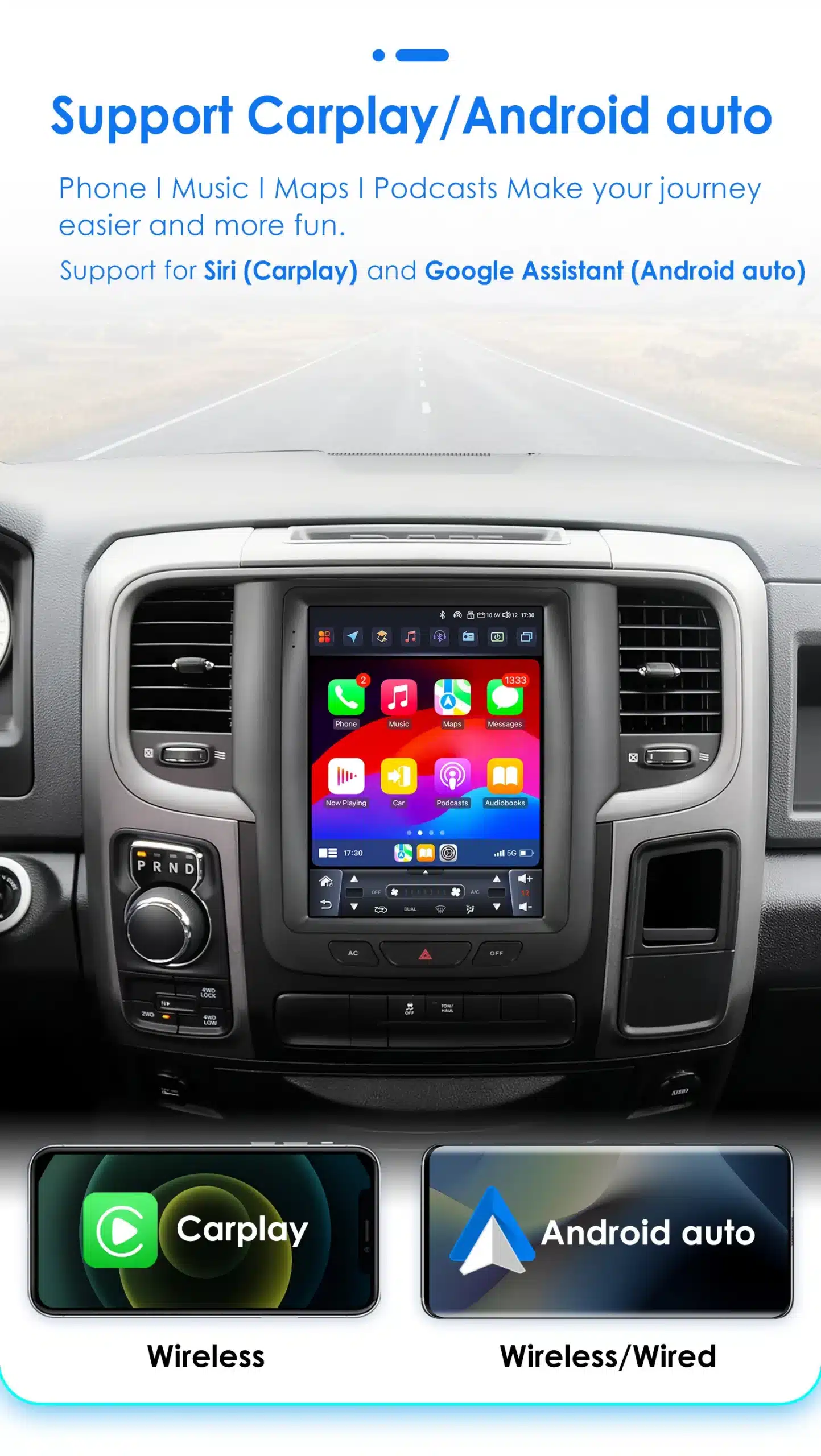 Dodge RAM CarPlay multimeediakeskus | kujundav pilt e-kaubamaja pildikogust