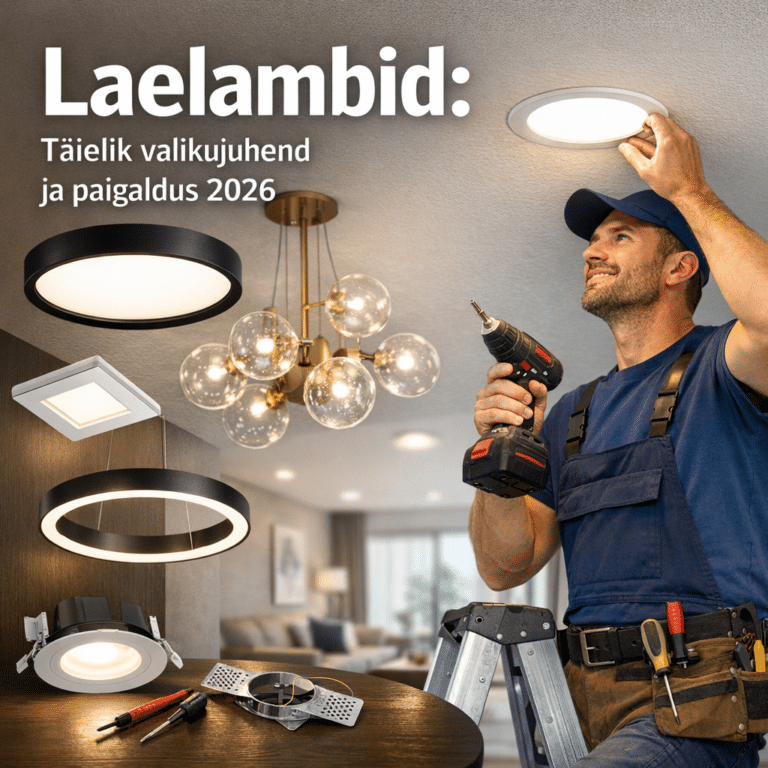 Laevalgustid: Laelampide valiku ja paigalduse juhend | E-pood Tootemaailm Mees paigaldab mitmesuguseid laelampe elutoas