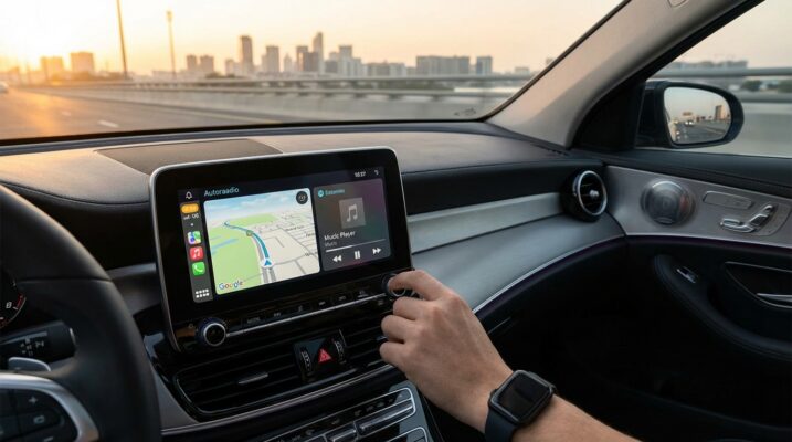 Kaasaegsed autoraadiod -Auto multimeedia | E-pood Tootemaailm Kaasaegne autoraadio ekraan navigatsiooni ja meediaga