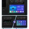 2DIN Android Auto 4G GPS Nissani autoraadio | E-pood Tootemaailm Paigaldatud 2DIN Android Auto 4G GPS Nissani autoraadio mustal armatuurlaual, kus ekraanil kuvatakse muusika, kaardid ja rakendused.