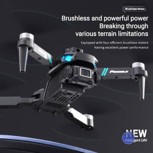 Algajatele sobiv must droon keerulisteks oludeks LU60 mudel | E-pood Tootemaailm LU60 Drone First Choice For Entry-levelFearless Of Complex Scenes; must hall droon harjadeta mootoritega, keset lennu sooritust, taustal must ja sinise valgusega aktsendid.