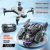 S160 Screen Remote Control Brushless Drone Quadcopter, featuring a sleek design with a dual EIS camera, obstacle avoidance technology, and blue and silver accents, shown with a matching screen-equipped remote controller.
