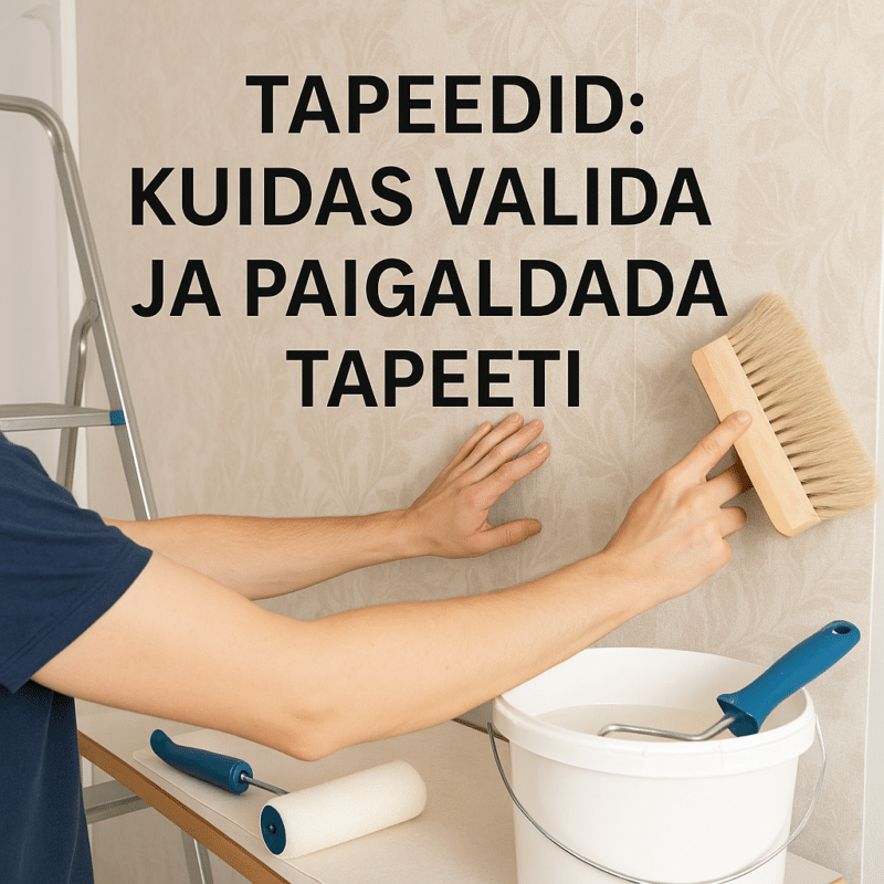 Tapeedid: Kuidas valida ja paigaldada tapeeti | E-pood Tootemaailm Inimene paigaldab tapeeti seinapindu siludes