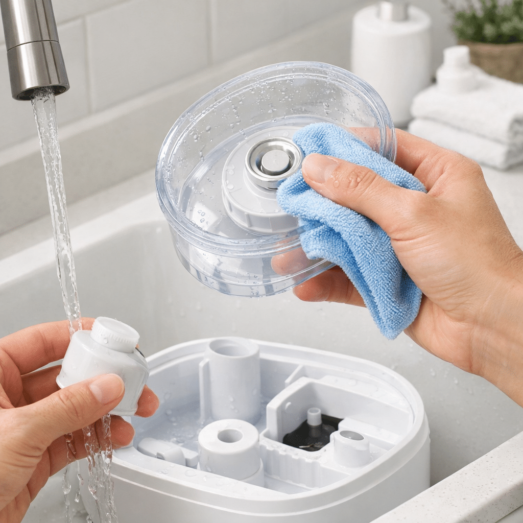 Õhuniisutaja puhastamine kraanikausis