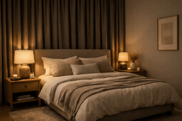 Kuidas valida valgusleketeta pimendavad kardinad? | E-pood Tootemaailm Pimendavad kardinad hubases magamistoas