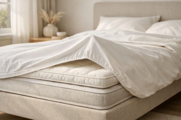 Kuidas valida kattemadrats, mis päriselt aitab? | E-pood Tootemaailm voodi pehme kattemadratsiga magamistoas