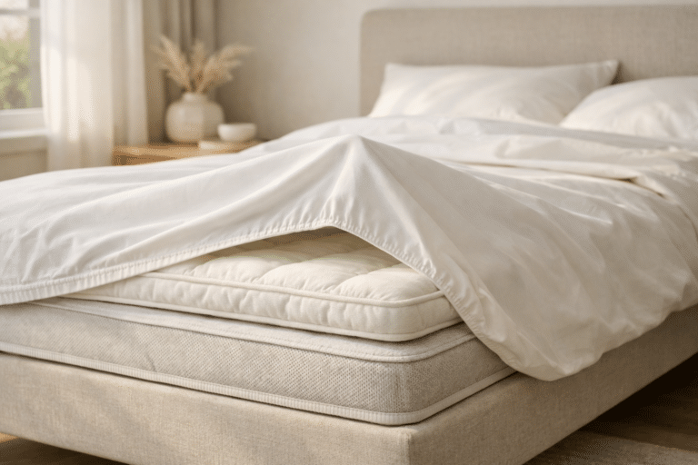 Kuidas valida kattemadrats, mis päriselt aitab? | E-pood Tootemaailm voodi pehme kattemadratsiga magamistoas