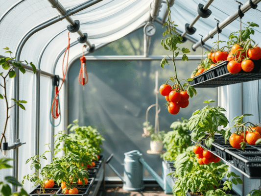 Kasvuhoone tarvikud: mis teeb kasvatamise lihtsaks | E-pood Tootemaailm Kasvuhoone tomatitaimedega ja kastmisvahenditega