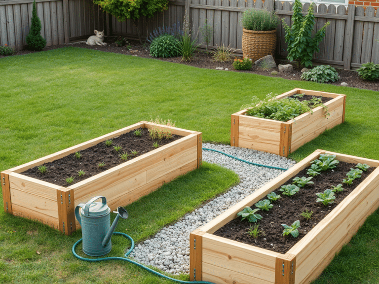 Peenrakastid aeda: valik ja paigutus | E-pood Tootemaailm kolm puidust peenrakasti aiaga aias