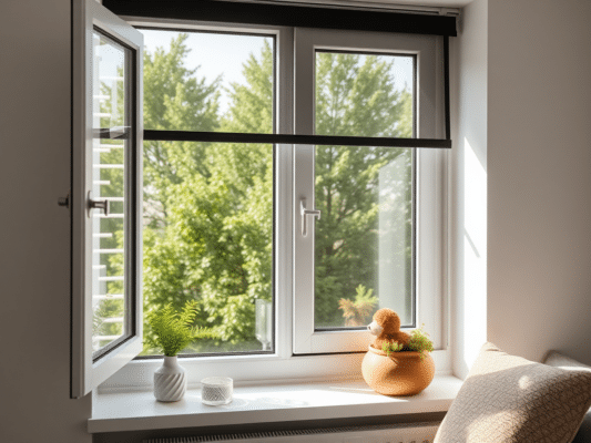 Putukavõrk aknale: valik, mõõtmine ja hooldus | E-pood Tootemaailm Avatud aken korralikult paigaldatud putukavõrguga suvises kodus