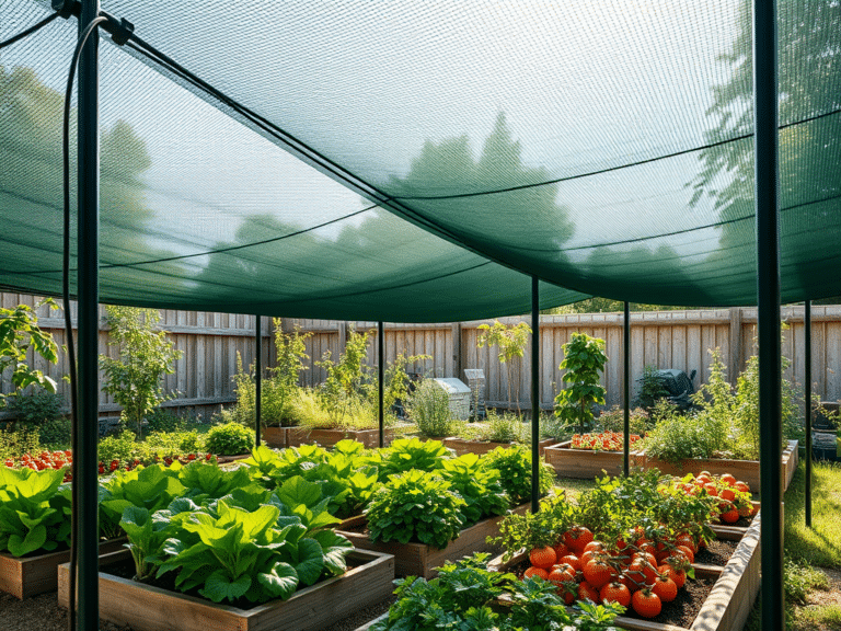 Varjutusvõrk aias: millal see aitab ja millal mitte | E-pood Tootemaailm Varjutusvõrk köögiviljapeenra kohal suvises koduaias