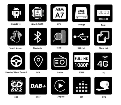 2Din Android raadio CarPlay, Bluetooth, USB Fiat 500 | E-pood Tootemaailm Kokkuvõte 2Din Android raadio CarPlay, Bluetooth, USB Fiat 500 funktsioonidest, sealhulgas Android 10, neljatuumaline protsessor ja täis HD ekraan.