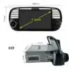 2Din Android raadio CarPlay, Bluetooth, USB Fiat 500 | E-pood Tootemaailm 2Din Android raadio CarPlay, Bluetooth, USB Fiat 500 mõõtmetega: 7-tolline ekraan, must plastist raam ümber, võimsad ümarlülitid külgedel ja metallkorpus tagantvaates.