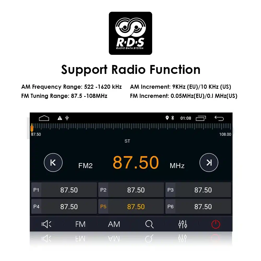 2Din Android raadio CarPlay, Bluetooth, USB Fiat 500 | kujundav pilt e-kaubamaja pildikogust