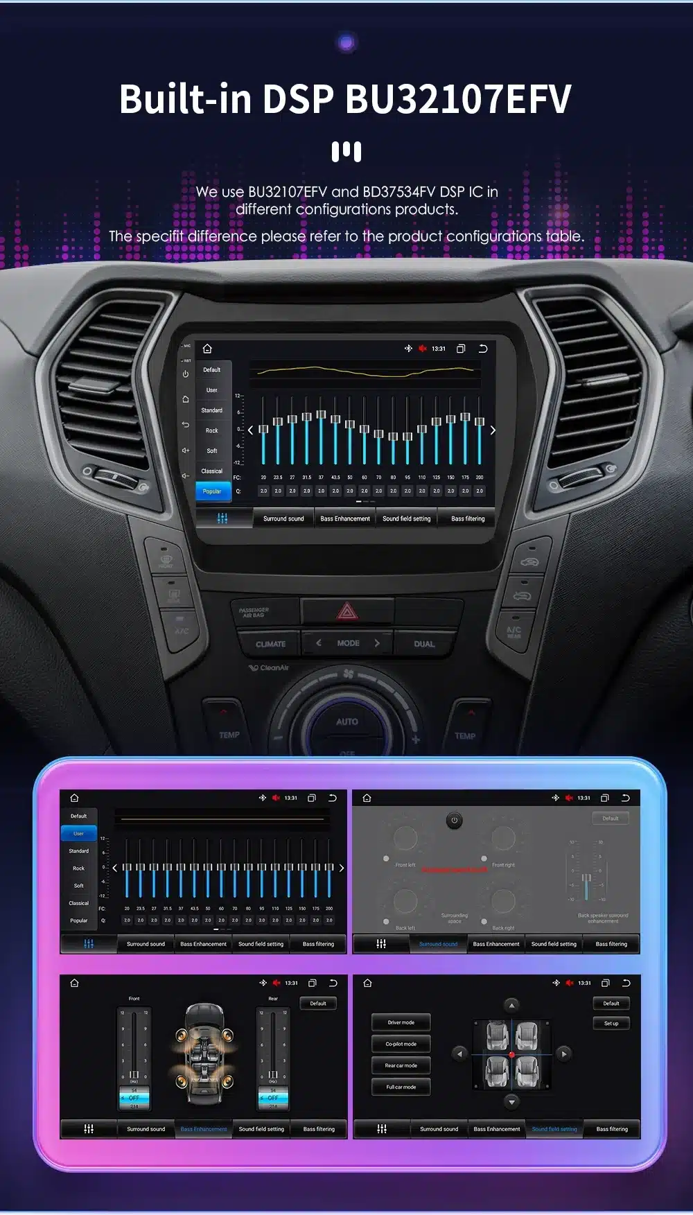 2 Din Android raadio CarPlay Hyundai Santa Fe 2013-2017 | kujundav pilt e-kaubamaja pildikogust