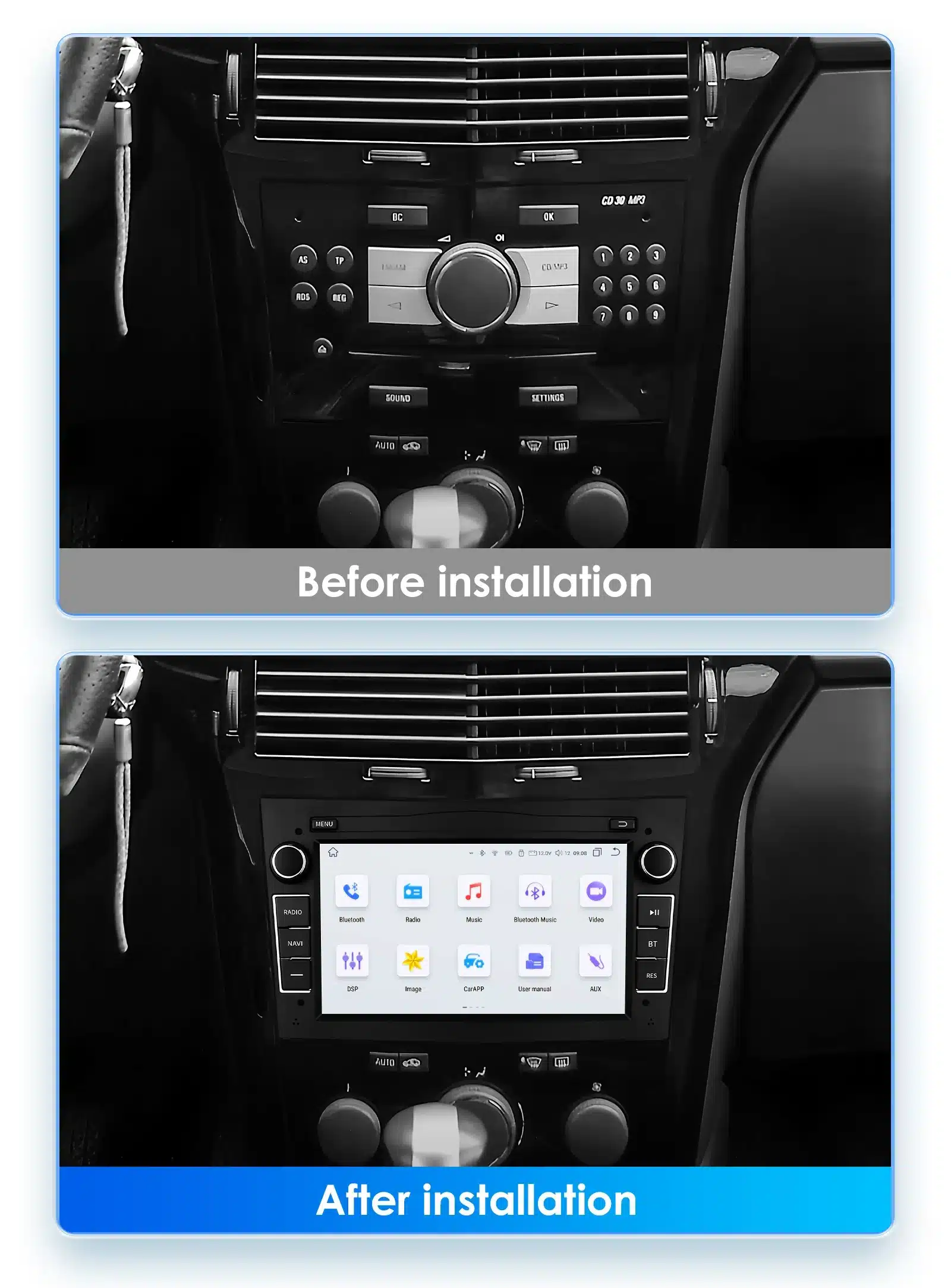 Android autoraadio Opel Astra H J Vectra Vauxhall Antara Zafira Corsa Vivaro Meriva Veda | kujundav pilt e-kaubamaja pildikogust