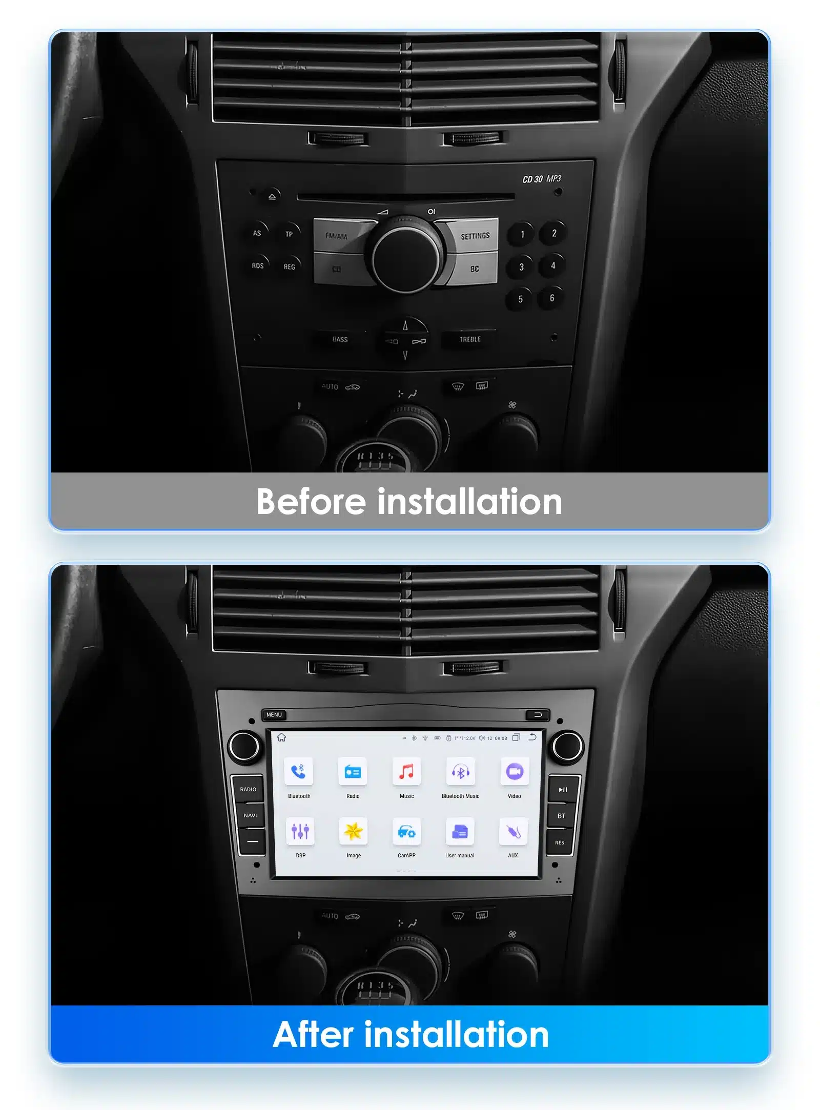 Android autoraadio Opel Astra H J Vectra Vauxhall Antara Zafira Corsa Vivaro Meriva Veda | kujundav pilt e-kaubamaja pildikogust