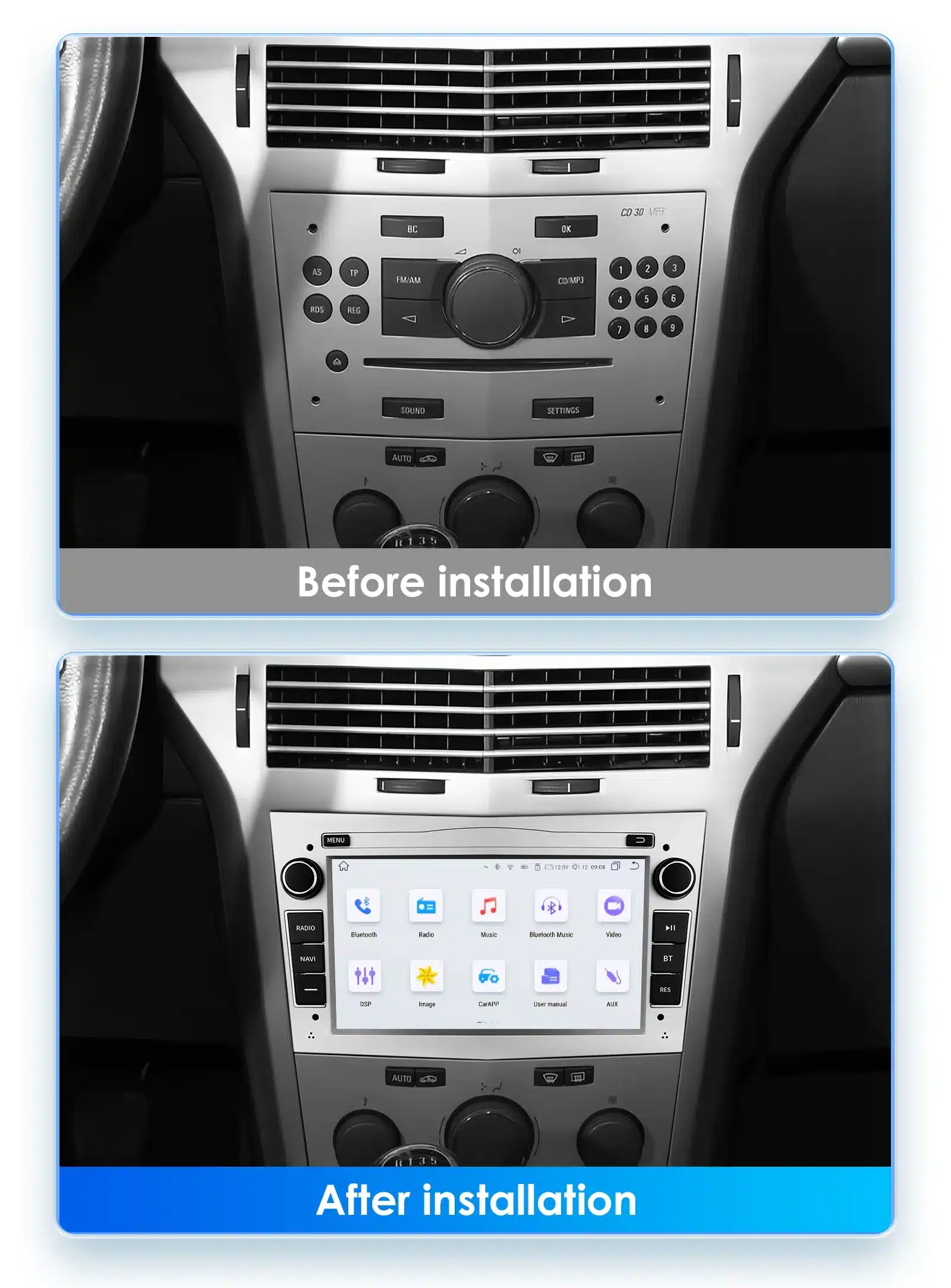 Android autoraadio Opel Astra H J Vectra Vauxhall Antara Zafira Corsa Vivaro Meriva Veda | kujundav pilt e-kaubamaja pildikogust