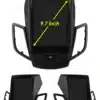 Android autoraadio 2Din Ford Fiesta MK7 2009 - 2016 | E-pood Tootemaailm Pildil on Android 14 2Din Car Radio for Ford Fiesta MK7 2009 - 2016 Multimedia Player Navigation Carplay Stereo Head Unit 9.7, mis on paigaldatud auto armatuurlauale mustas plastist raamistikus. Keskel asub 9.7-tolline ekraan, millele on lisatud kollane mõõdutähis. Komplekti kuuluvad küljedetailid on samuti nähtavad.