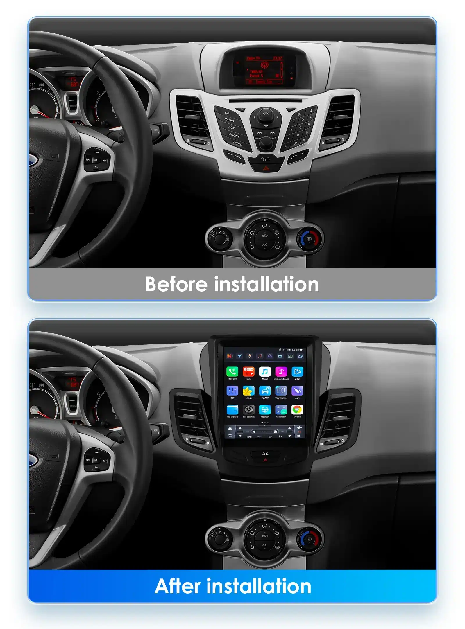 Android autoraadio 2Din Ford Fiesta MK7 2009 - 2016 | kujundav pilt e-kaubamaja pildikogust