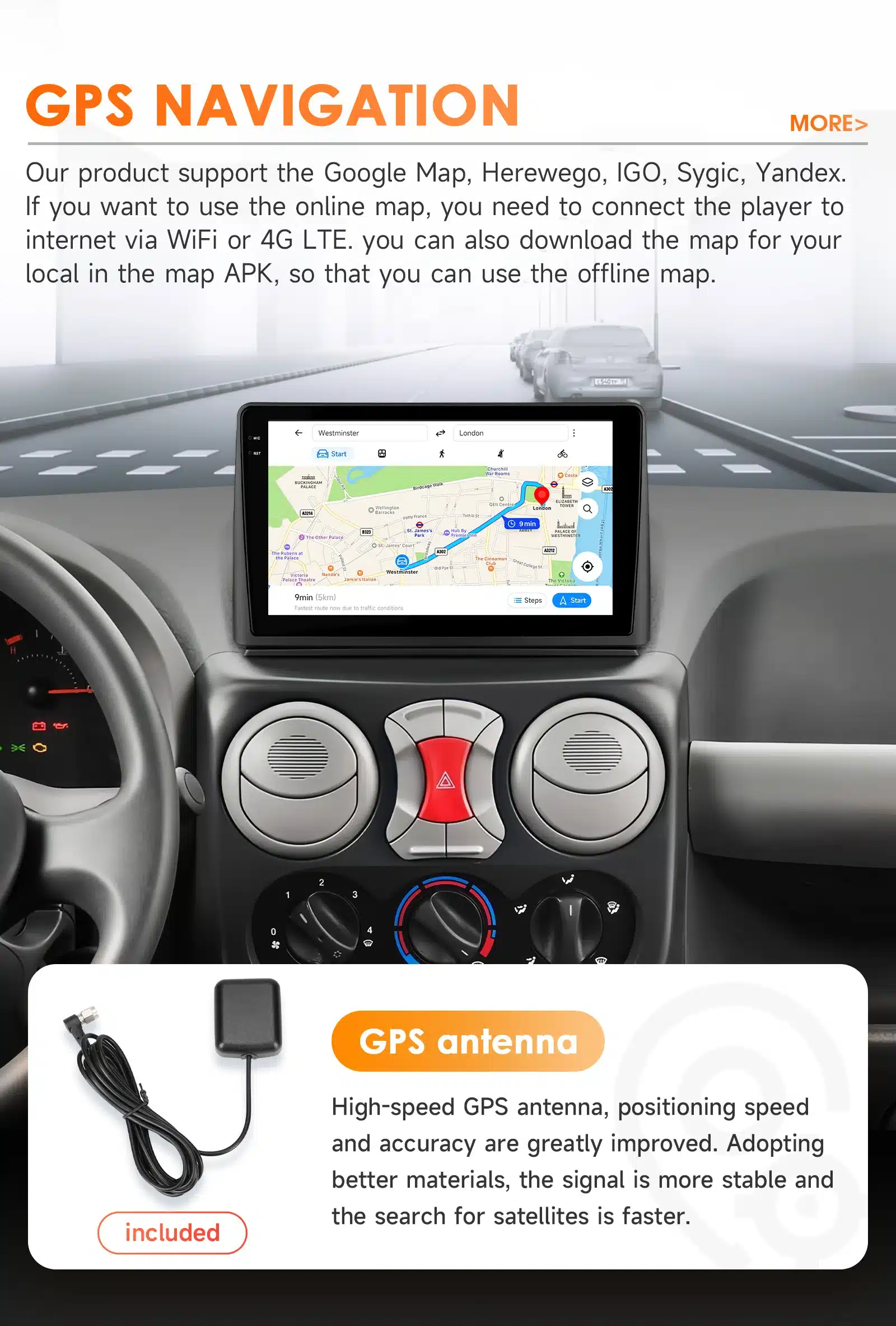 Autoraadio Fiat Doblo 2002-2009, GPS navigeerimine, 360° kaamera | kujundav pilt e-kaubamaja pildikogust