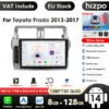 2 Din Android Autoraadio GPS-iga Toyota Land Cruiser Prado | E-pood Tootemaailm 2 Din Android Autoraadio GPS-iga Toyota Land Cruiser Prado jaoks, millel on hõbedane raam, intuitiivne puutetundlik ekraan, kuvades kiirust ja muusika rakendusi. Seade on paigaldatud sõiduki armatuurlaua keskele, pakkudes mitmeid ühenduvusvõimalusi ja navigatsioonifunktsioone.