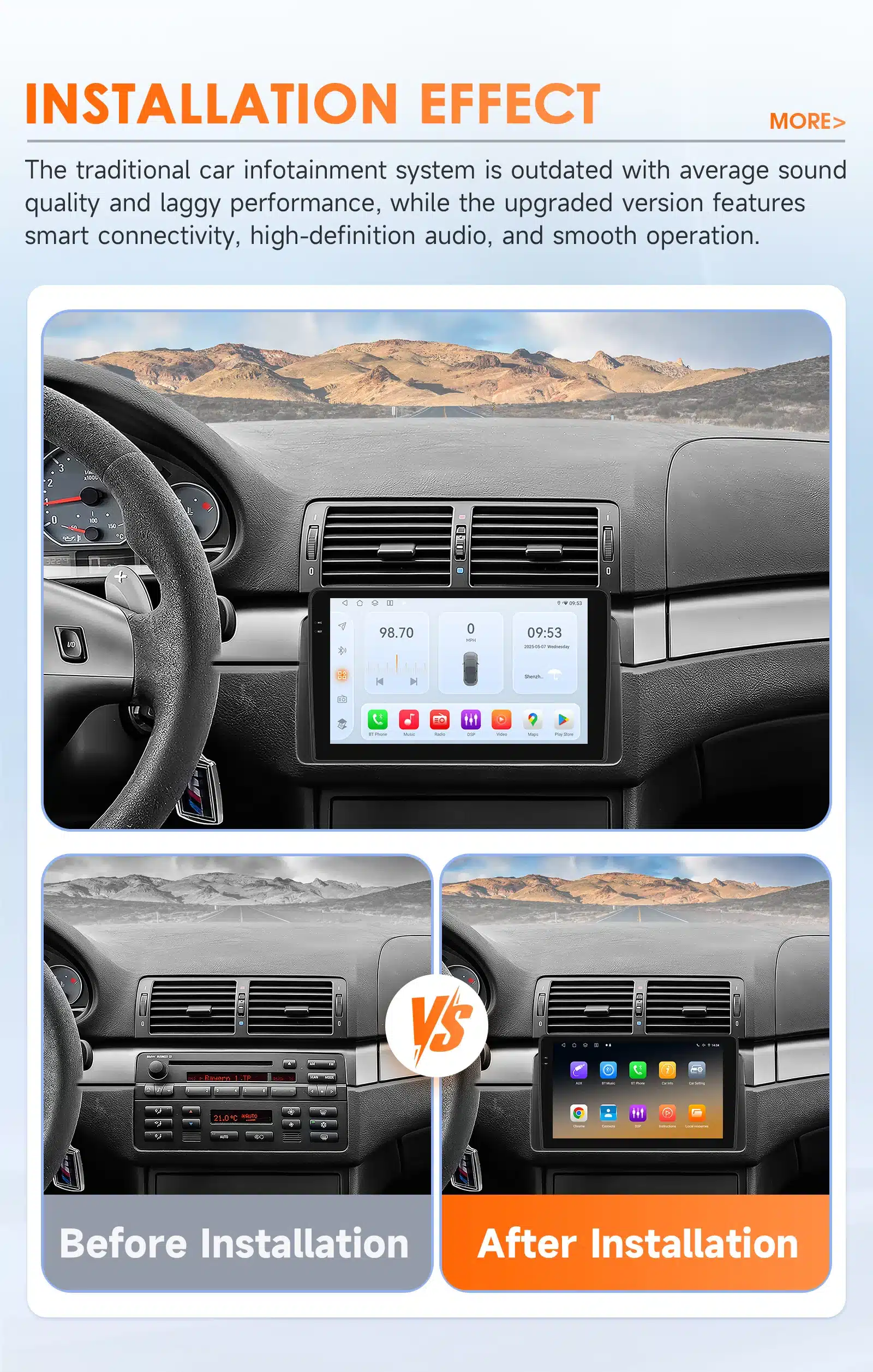 Auto raadio 9" 4G ja GPS-iga BMW 3 seeria E46 1998-2005 | kujundav pilt e-kaubamaja pildikogust