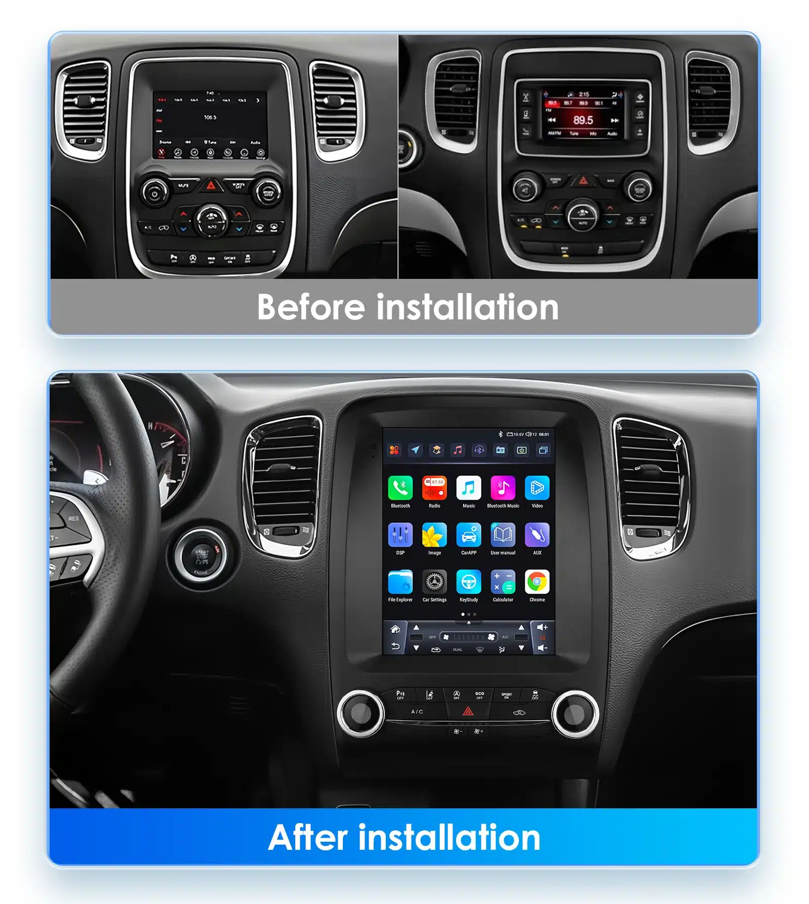 Multimeedia autoradio Dodge Durango 2014-2020, GPS ja CarPlay | kujundav pilt e-kaubamaja pildikogust