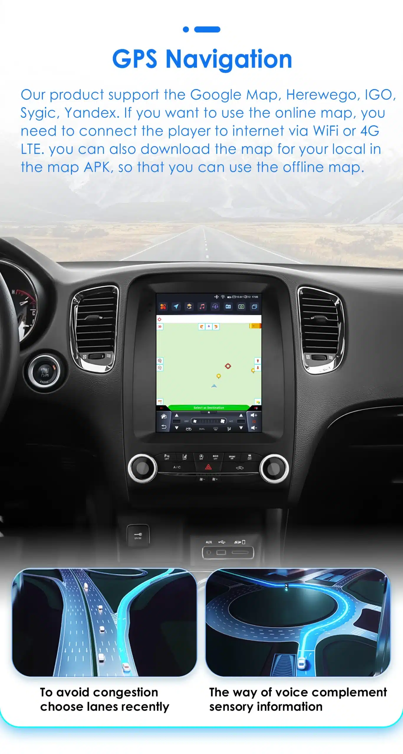 Multimeedia autoradio Dodge Durango 2014-2020, GPS ja CarPlay | kujundav pilt e-kaubamaja pildikogust