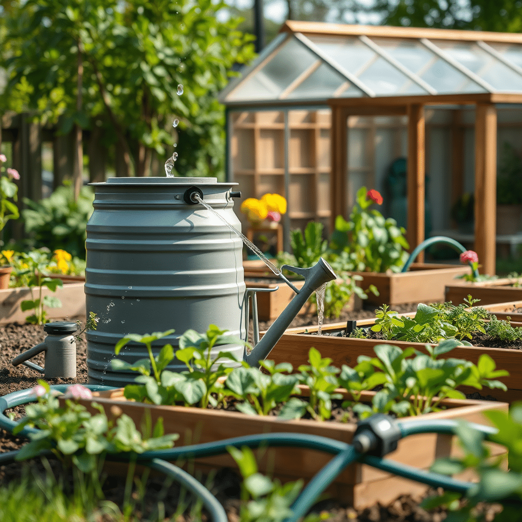 Vihmavee kogumise lahendus aias peenarde ja kastekannuga