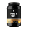 Valgupulber TREC GOLD CORE LINE WHEY 100 VANILLA 2000g mustas ja kuldses pakendis. Pakendi esiküljel on selgelt nähtav toote nimetus ning teave kõrge kvaliteediga proteiinikompleksi kohta. Sobib ideaalselt treeningjärgseks taastumiseks.