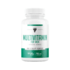 Valge purk rohelise ja musta kirjadega, mis sisaldab Multivitamiin meestele TREC MULTIVITAMIN FOR MEN 90 kapslit, valgel taustal.