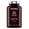 Mineraalikapslid TREC ESSENSEY ZINC ORGANIC sisaldavad 120 tumedat tooni kapslit läbipaistvas pruunis klaaspudelis, mille hõbedane kaas ja detailne etikett annavad professionaalse ilme.
