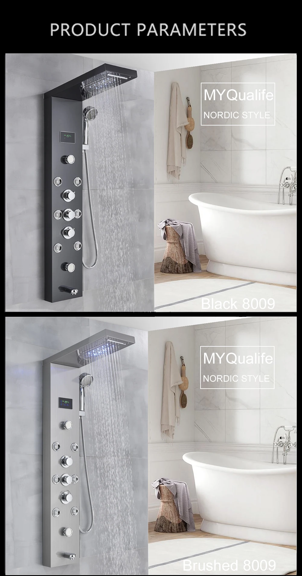 LED dušipaneel veefall, digitaalne ekraan, SPA massaaž | kujundav pilt e-kaubamaja pildikogust