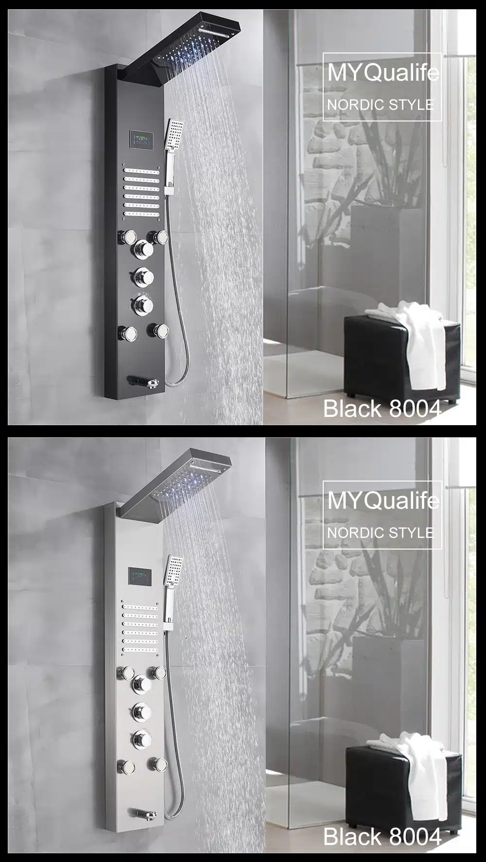 LED dušipaneel veefall, digitaalne ekraan, SPA massaaž | kujundav pilt e-kaubamaja pildikogust